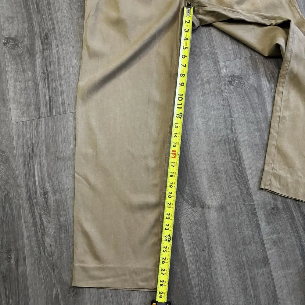 Tommy Bahama Silk Blend Pants Men's Size 34x30 Khaki Casual Beach Pleated